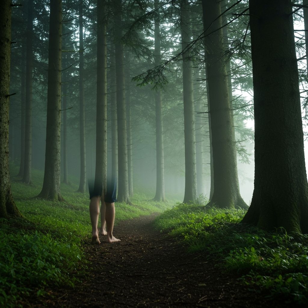 Barfuß-Spaziergang im Wald – Symbol für Bewegung in der Natur